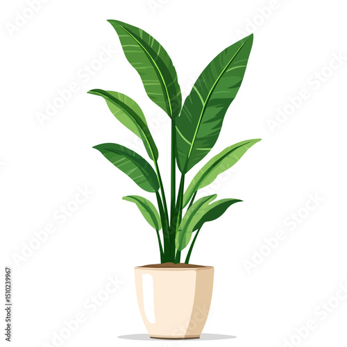 Tall Plant Pot vector 2D flat illustration, isolated on a white background.