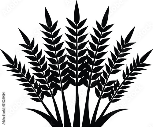 yarrow flower line art silhouette, Yarrow Silhouette Vector Illustration, A yarrow flower icon with tiny blossoms forming vector design