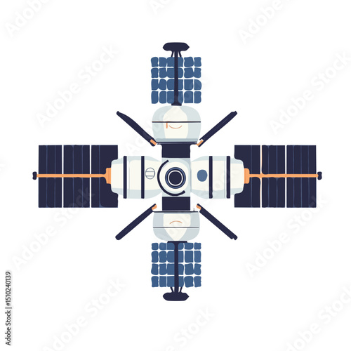 Fototapeta Naklejka Na Ścianę i Meble -  Space Station vector 2D flat illustration, isolated on a white background.