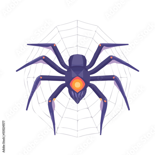 2D flat Spider Web vector illustration, isolated on a white background.