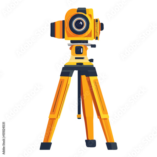Surveying Equipment 2D flat vector illustration, isolated on a white background.
