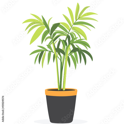 Tall Plant Pot 2D flat vector illustration, isolated on a white background.