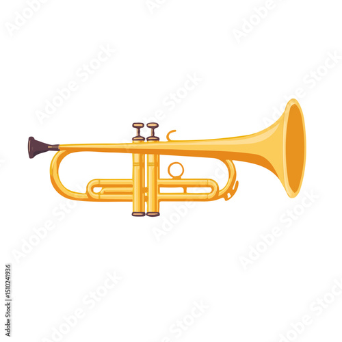 Trumpet vector 2D flat illustration, isolated on a white background.
