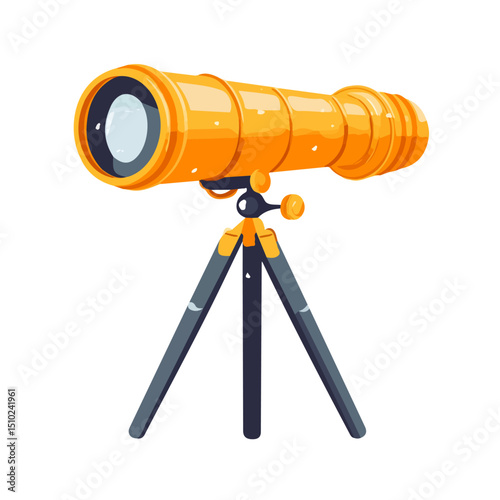 Telescope vector 2D flat illustration, isolated on a white background.