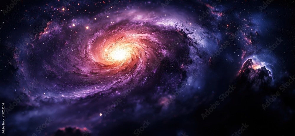 Obraz premium Stunning spiral galaxy with vibrant colors and cosmic details in deep space