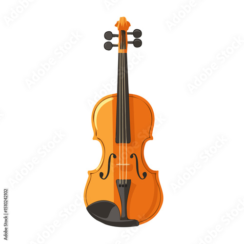 Violin 2D flat vector illustration, isolated on a white background.