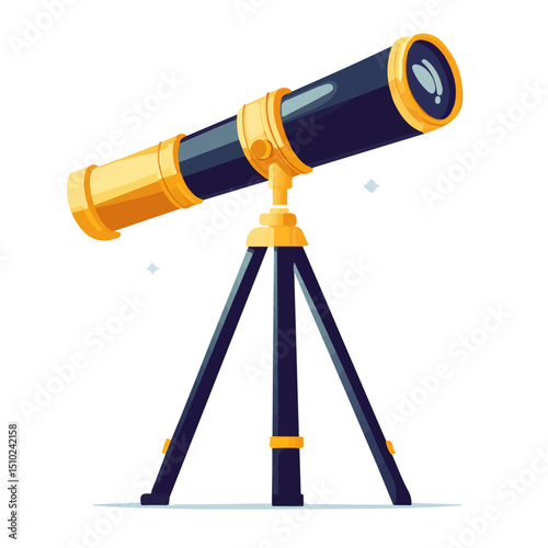 2D flat Telescope vector illustration, isolated on a white background.