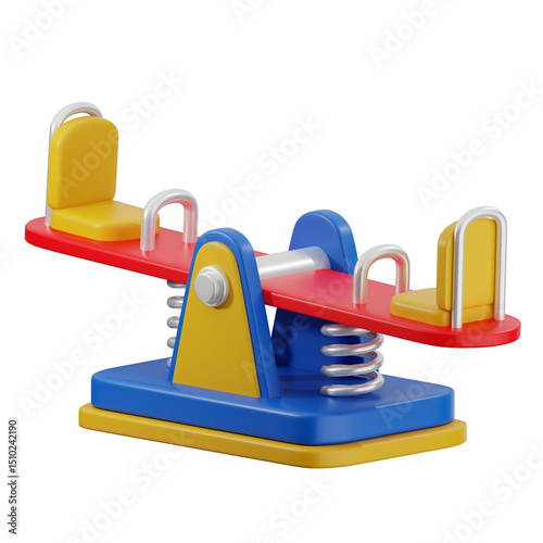 Vibrant seesaw ideal for children’s playgrounds, promoting fun, balance, and outdoor activity in educational or recreational settings.