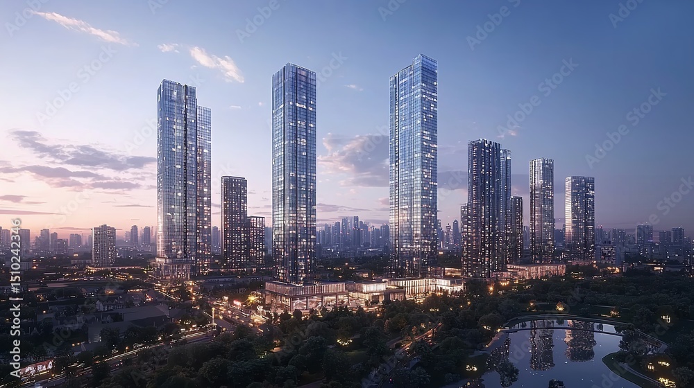 Obraz premium Chengdu Skyline Scenery with High Buildings