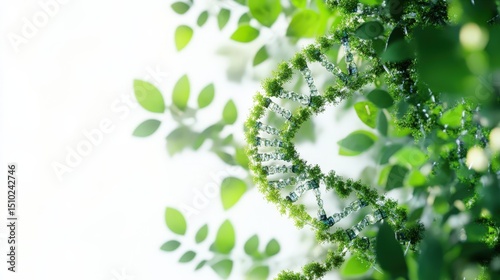 Plant DNA spiral. Plant background with biochemical structure