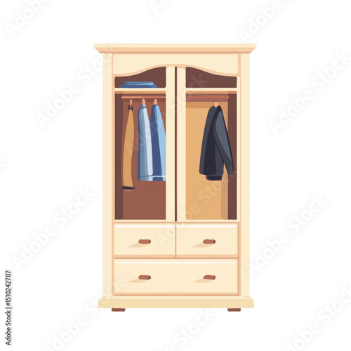 2D flat Wardrobe vector illustration, isolated on a white background.