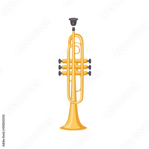 Trumpet vector 2D flat illustration, isolated on a white background.