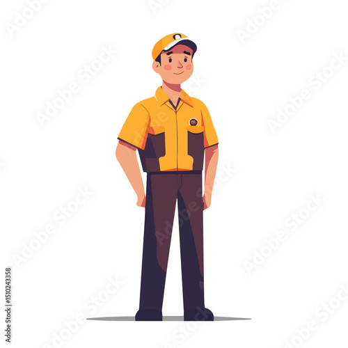 2D flat Taxi Driver vector illustration, isolated on a white background.