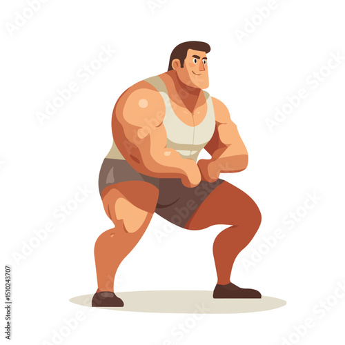 2D flat vector illustration of Squat, isolated on a white background.