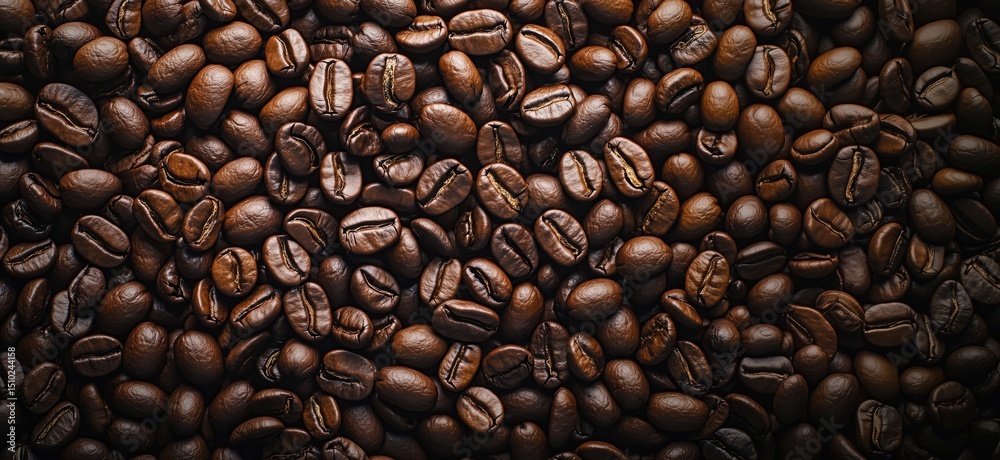 Naklejka premium Rich assortment of roasted coffee beans showcasing various textures and colors
