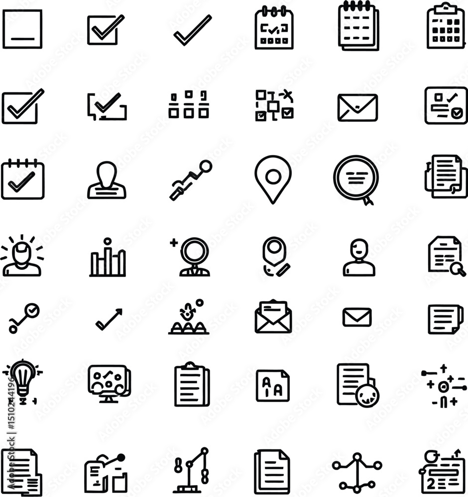 Fototapeta premium Vector EPS File: 40 Business and Office Icons for Professional Presentations, Workflow Management, and Productivity Tools