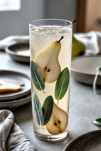 Refreshing Pear and Sage Cocktail in Glass Drink Recipe