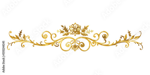 Ornate vintage gold divider with floral motif and swirls  