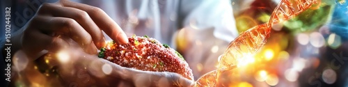 A scientist analyzes a food DNA sample.