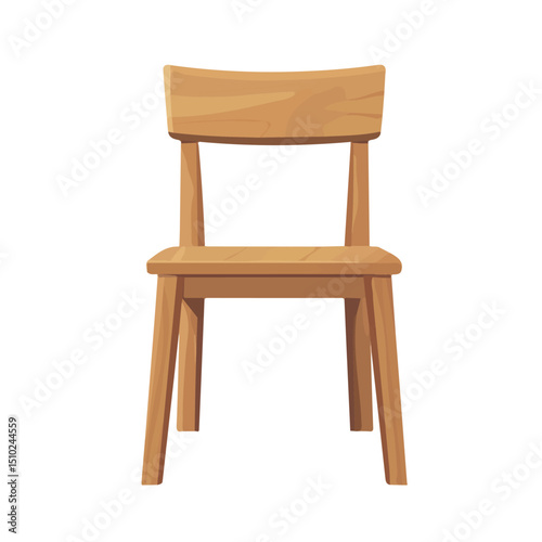 2D flat Wooden Chair vector illustration, isolated on a white background.