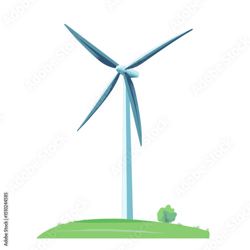 2D flat vector illustration of Wind Turbine, isolated on a white background.