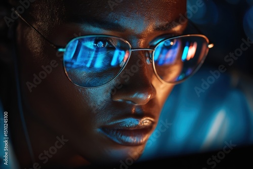 Man looking at a computer monitor