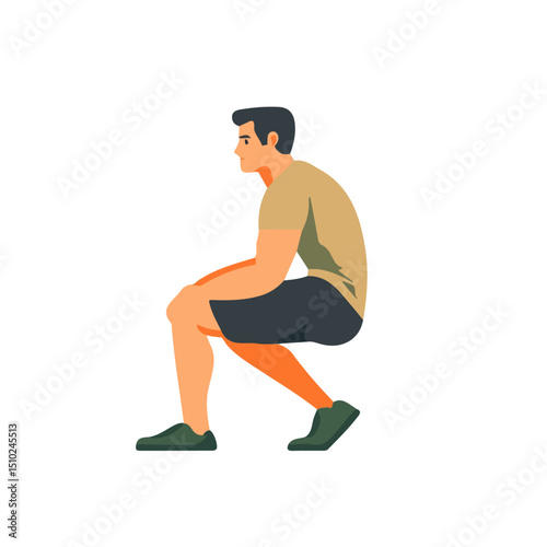 Squat 2D flat vector illustration, isolated on a white background.