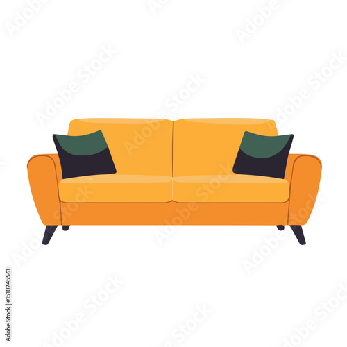 Sofa 2D flat vector illustration, isolated on a white background.