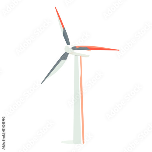Wind Turbine 2D flat vector illustration, isolated on a white background.
