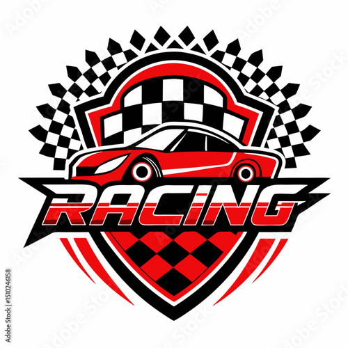 Bold Motorsport Badge Logo with Red and Black Racing Theme