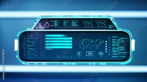 Futuristic HUD Interface: Cyan Energy & Data Visualization