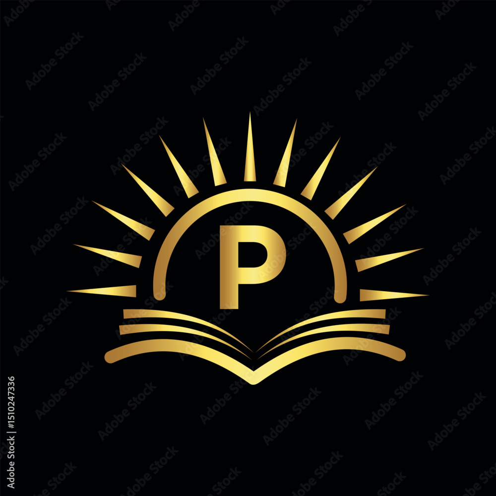 Naklejka premium Sunrise Logo combine with letter P vector template