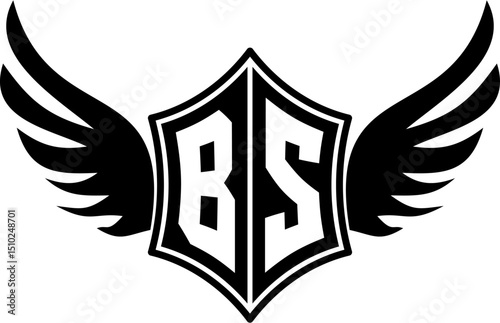 BS logo emblem with winged and shield template