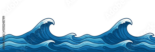 Illustration showcasing a captivating series of ocean waves, perfect for conveying movement and natural beauty