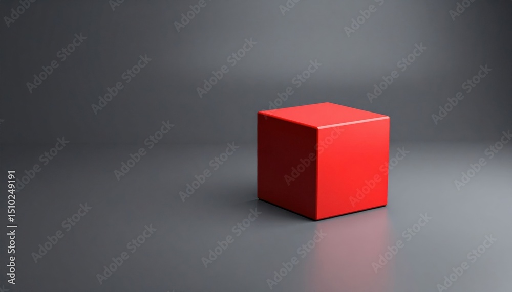 Fototapeta premium Red Cube Against Dark Gray Background