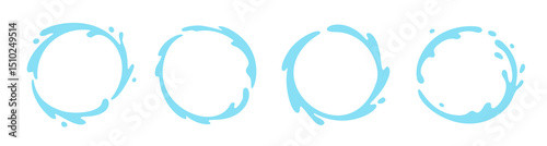 Vector water splash circle logo icon. Round water splash flat frame liquid abstract background design.