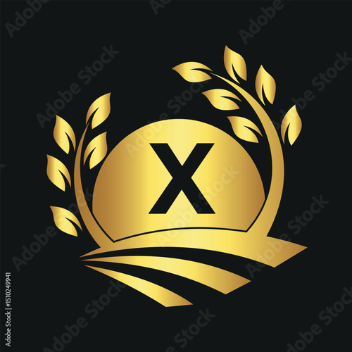 Initial Sunshine Farm Logo combine with letter X vector template