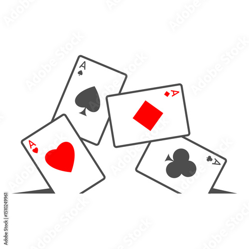 Scattered playing cards vector icon