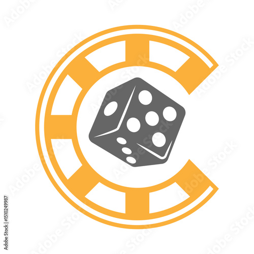 Chip and Dice in Gold Outline