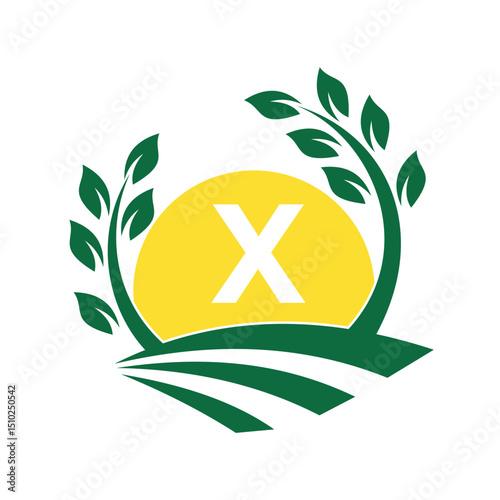 Initial Sunshine Farm Logo combine with letter X vector template