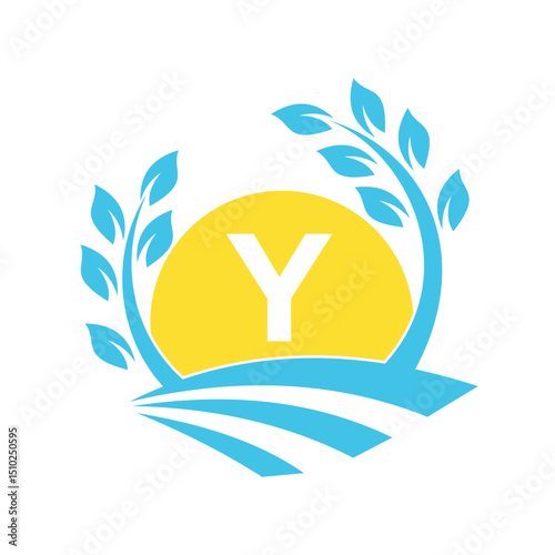 Initial Sunshine Farm Logo combine with letter Y vector template