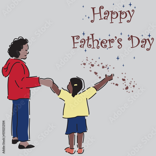 Happy Father's Day Greeting with Father and Daughter Playing Outdoors, Celebrating Paternal Love and Family Bonding
