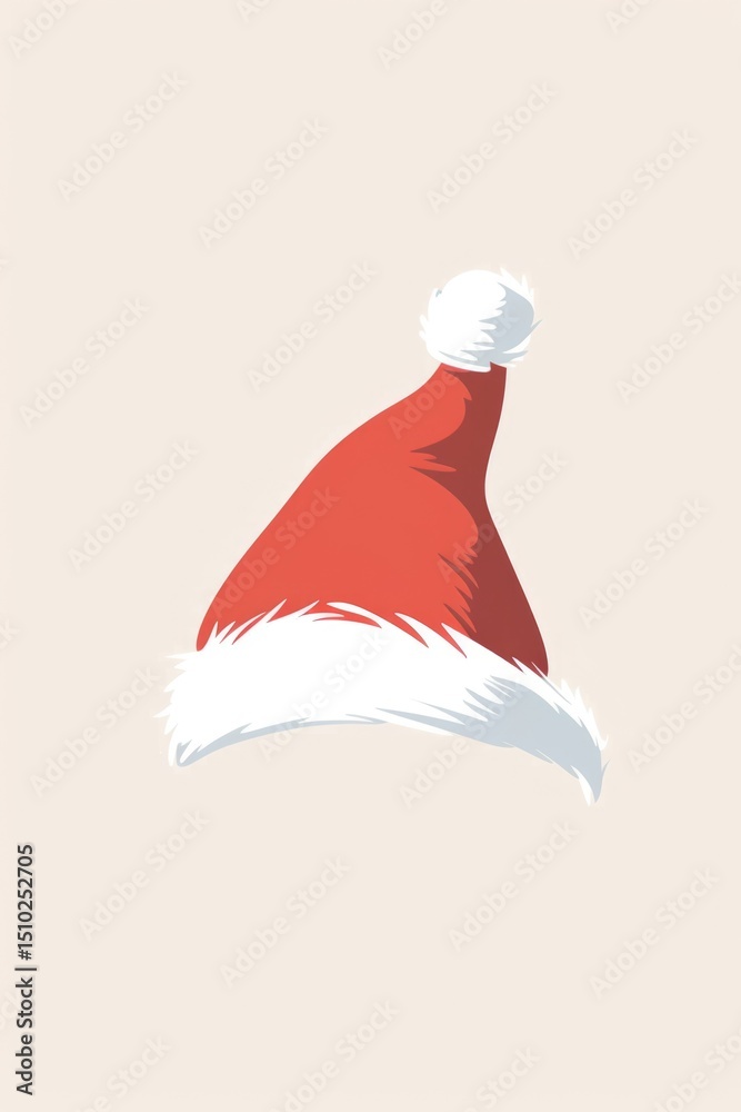 Cartoon Santa hat with flat design style isolated on neutral background Cartoon Santa hat with flat design style isolated on neutral background