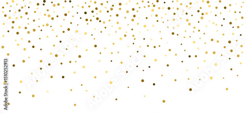 Firework golden confetti pattern background gradient. Vector gold glitter carnival dust texture.