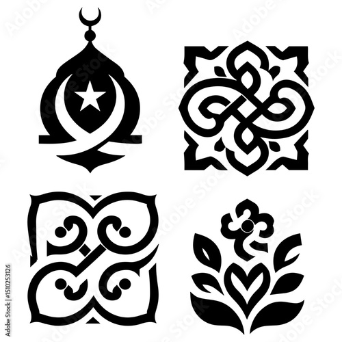 set of ornament and celebration of simplicity in stylish minimalist vector elegance