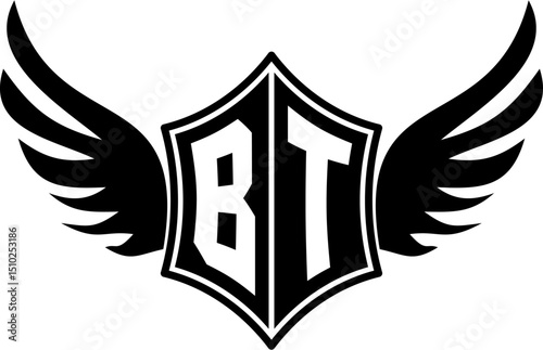 BT logo emblem with winged and shield template
