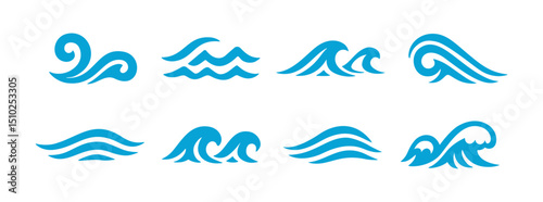 Vector sea wave icon. Water ocean shape wave silhouette element flow logo symbol design