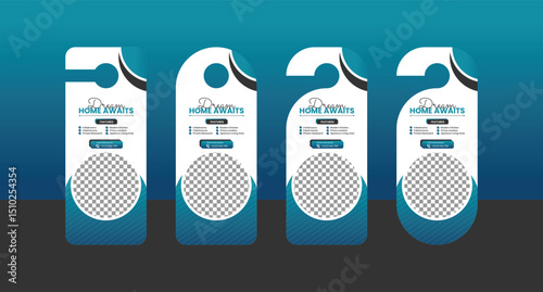 Real Estate Door Hanger Vector Template – AI & EPS Format – Fully Editable, Print-Ready Design for Realtors, Open House, Property Listings	
