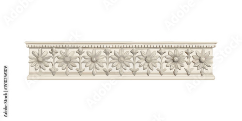 Hellenic architectural frieze in classic style with floral motifs  