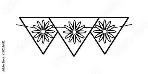 Minimalist geometric floral divider with daisy pattern design  
